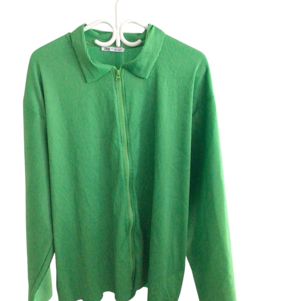 Zara Vibrant Green Ribbed Jacket
